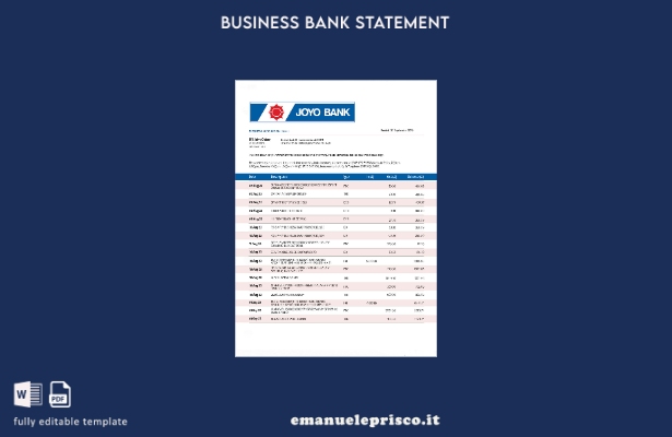 stile verificato Modello di estratto conto di controllo della società Joyo Bank 
